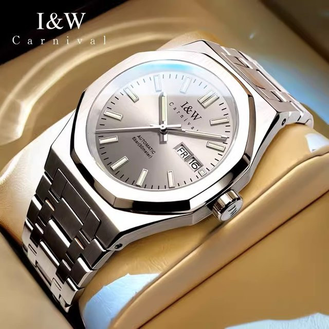 CARNIVAL Armbanduhr Automatik, Edelstahl, Silber, Saphirglas, Herren - Bild 1
