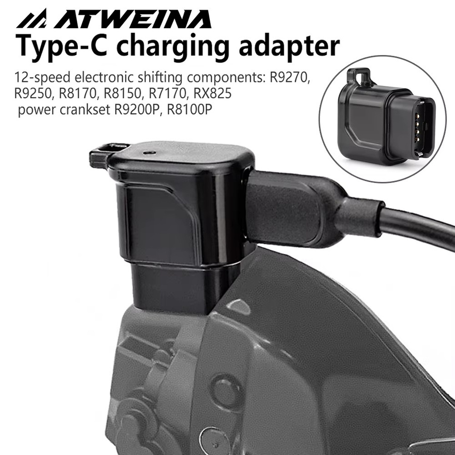 ATWEINA Fahrrad-Akku-Ladegerät-Adapter für Shimano 12-Gang Di2 R9270 R9250 R8170 R8150 R7170 RX825 Power-Kurbelgarnitur R9200P R8100P in Schwarz - Bild 3