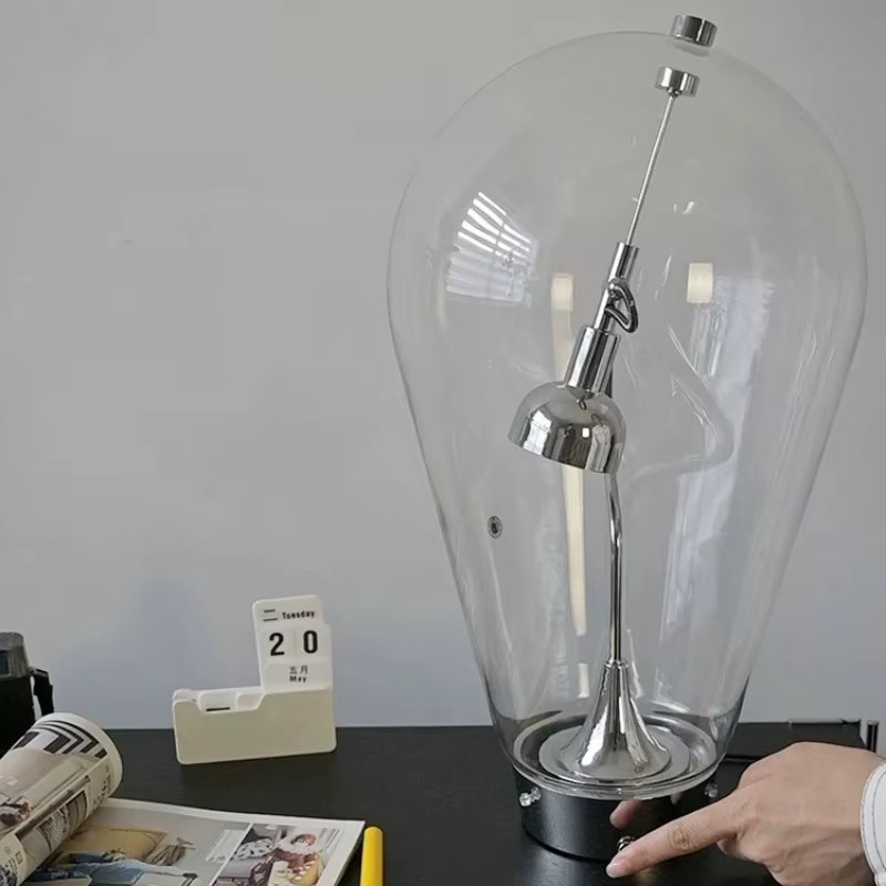 JIANKEXING Minimalistische Glas-Tischlampe in Transparent mit Touch-Funktion und warmweißem Licht, verstellbar für Wohnzimmer, Schlafzimmer und Büro - Bild 3