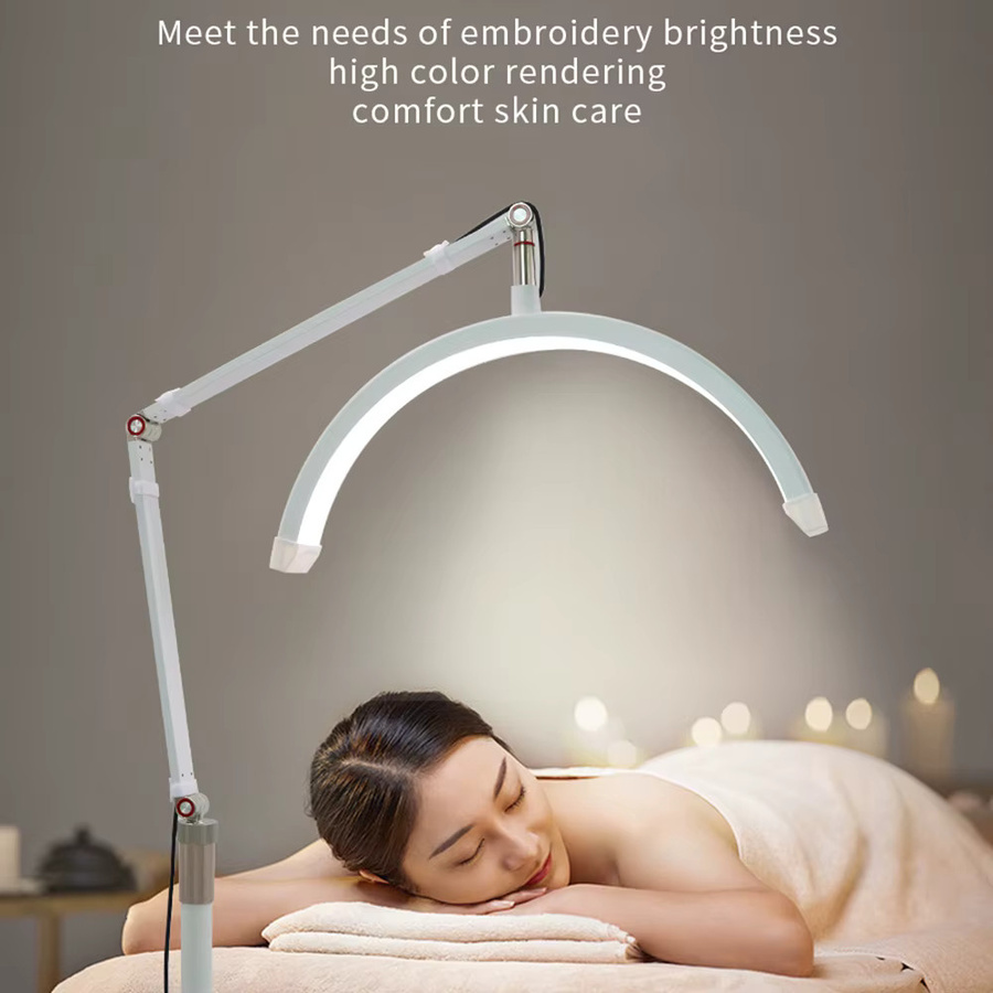 GECOFEER Halbmond-LED-Stehlampe mit einstellbarer Farbtemperatur 3000K bis 6000K, Tragbares Ringlicht für Beauty-Anwendungen wie Wimpern, Hautpflege und Tattoo, Schwarz, H x B x T: 190,0 x 60,0 x 32,5 cm - Bild 6