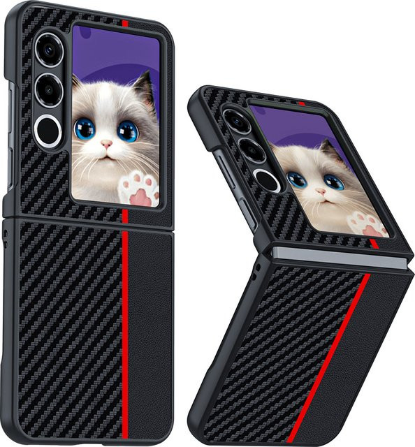 Stoßfeste Luxus Schutzhülle aus PU-Leder für ZTE Nubia Flip 2 in Rot und Schwarz - Bild 1