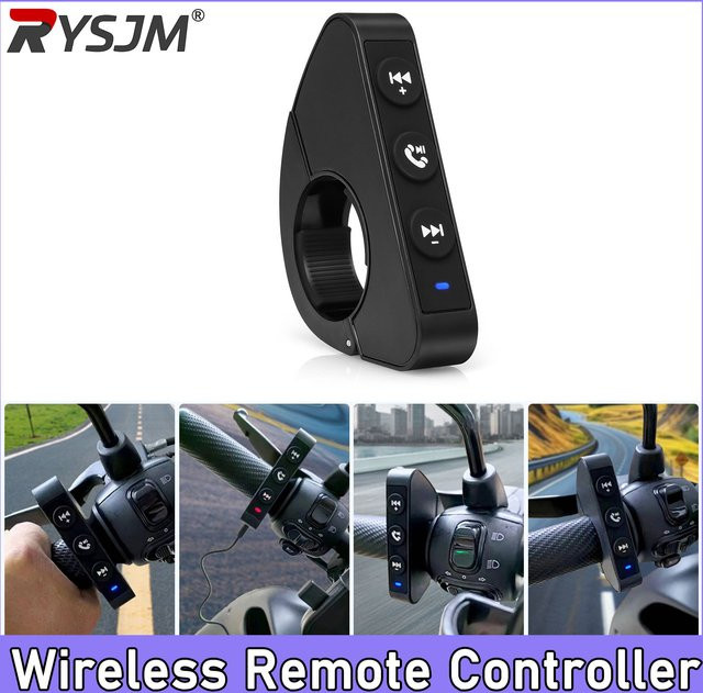 RYSJM Kabellose Bluetooth Fernbedienung für Musikwiedergabe in Schwarz für iOS und Android sowie Auto, Motorrad und Fahrrad - Bild 1