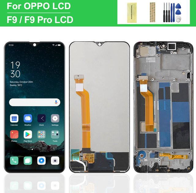 Oppo F9 und F9 Pro LCD Display mit Touchscreen Digitalisierer und Rahmen in Schwarz - Bild 1