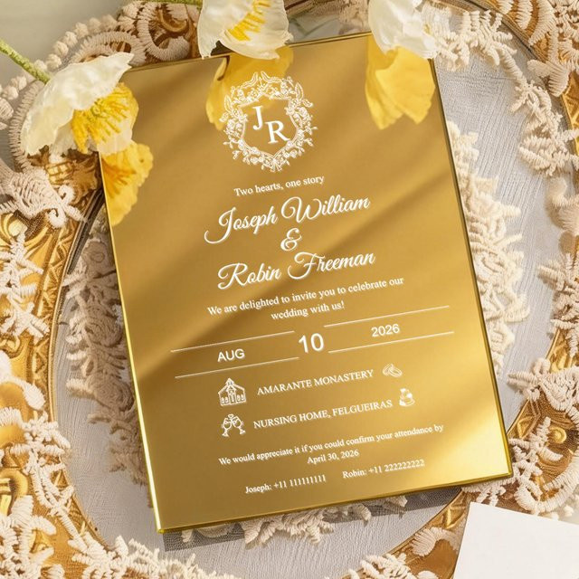 Personalisierte Acryl-Hochzeitseinladungen in Silber mit individuellem Design - Bild 1