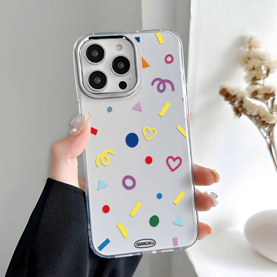 Caynes Transparente Handyhülle mit buntem Muster aus weichem TPU für iPhone 17 Pro Max, 16, 15, 14, 13, 12, 11 und Air, Stoßfeste Schutzhülle in Multicolour - Bild 2