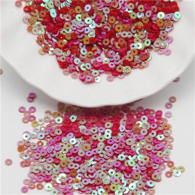 Rote runde Pailletten aus Kunststoff für DIY-Handwerk und zum Nähen, 4mm, 2000 Stück - Bild 1