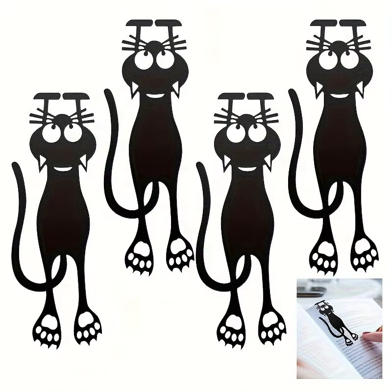 Kawaii 3D-Lesezeichen Set mit schwarzer Katze aus Kunststoff für Schüler und Lehrer - Bild 6