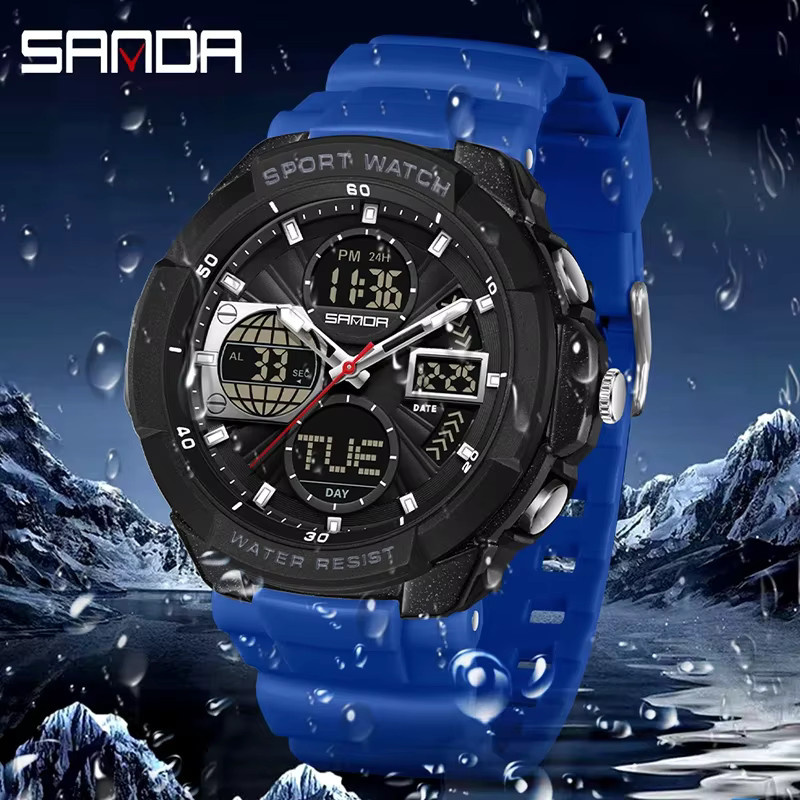 SANDA Armbanduhr, Quarz, Analog-Digital, Kunststoff, Silikon, Herren - Bild 2