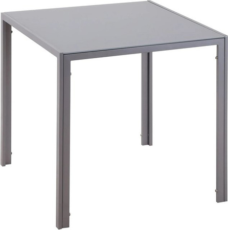 HOMCOM Esstisch für 4 Personen aus Stahl und Hartglas in Grau, modern und quadratisch, B/T/H: 75 x 75 x 75 cm