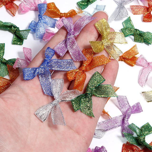 50 Stück bunte Satin-Schleifen für DIY-Dekorationen, Größe: 4 x 3,5 cm - Bild 1