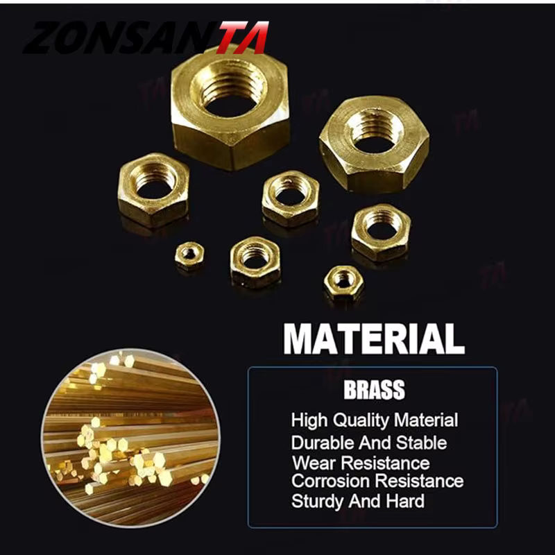 ZONSANTA Sechskantmutter DIN934 aus massivem Messing in Gold, M1,6 - Bild 4