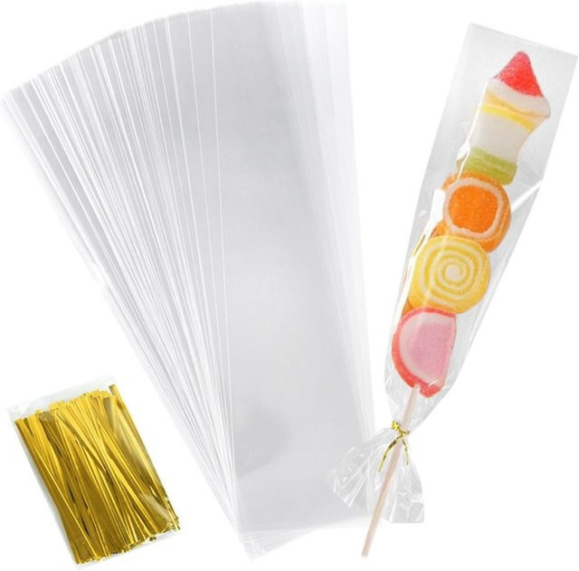 100 Stück transparente Zellophan-Beutel aus Kunststoff für Süßigkeiten und Geschenke - Bild 1
