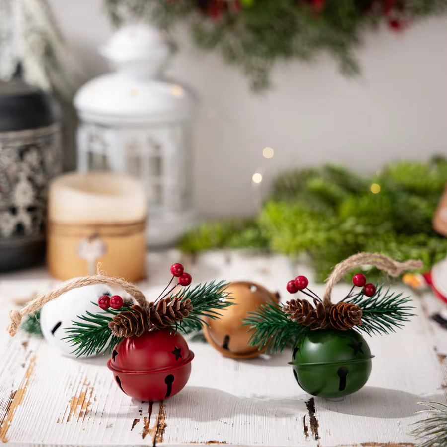WakaParty Weihnachts-Anhänger mit Jingle Bell und Beerenbaum-Ornament in Rot und Gold - Bild 4