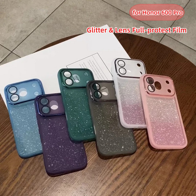 Luxuriöse Glitzer-Farbverlauf Handyhülle für Honor in Multicolour und Grün mit Kamera-Vollschutz - Bild 1
