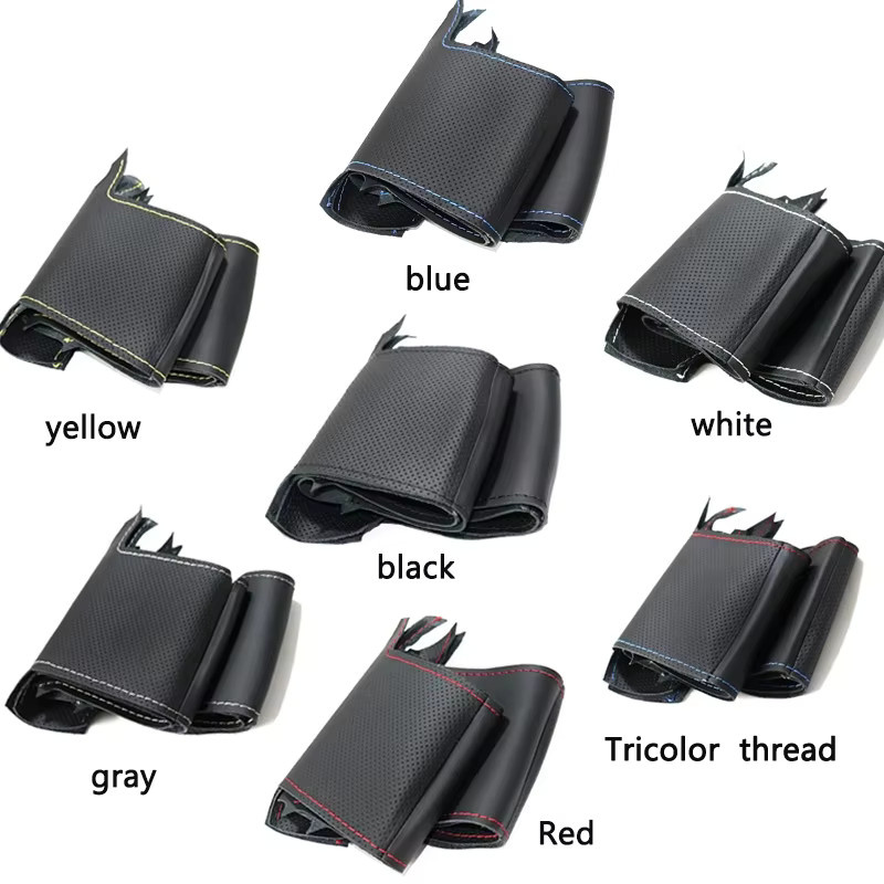 CREATROAD Lenkradabdeckung aus echtem Leder für Mercedes Benz A45 AMG W176 C63 W204 CLA C117 CLS S-Modell 2011-2016, Schwarz - Bild 4