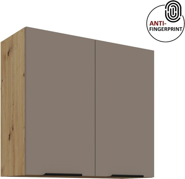 Küchen Hängeschrank ARIA Sandgrau matt mit Anti Fingerprint Oberfläche, Breite: 80 cm, Höhe: 72 cm - Bild 1
