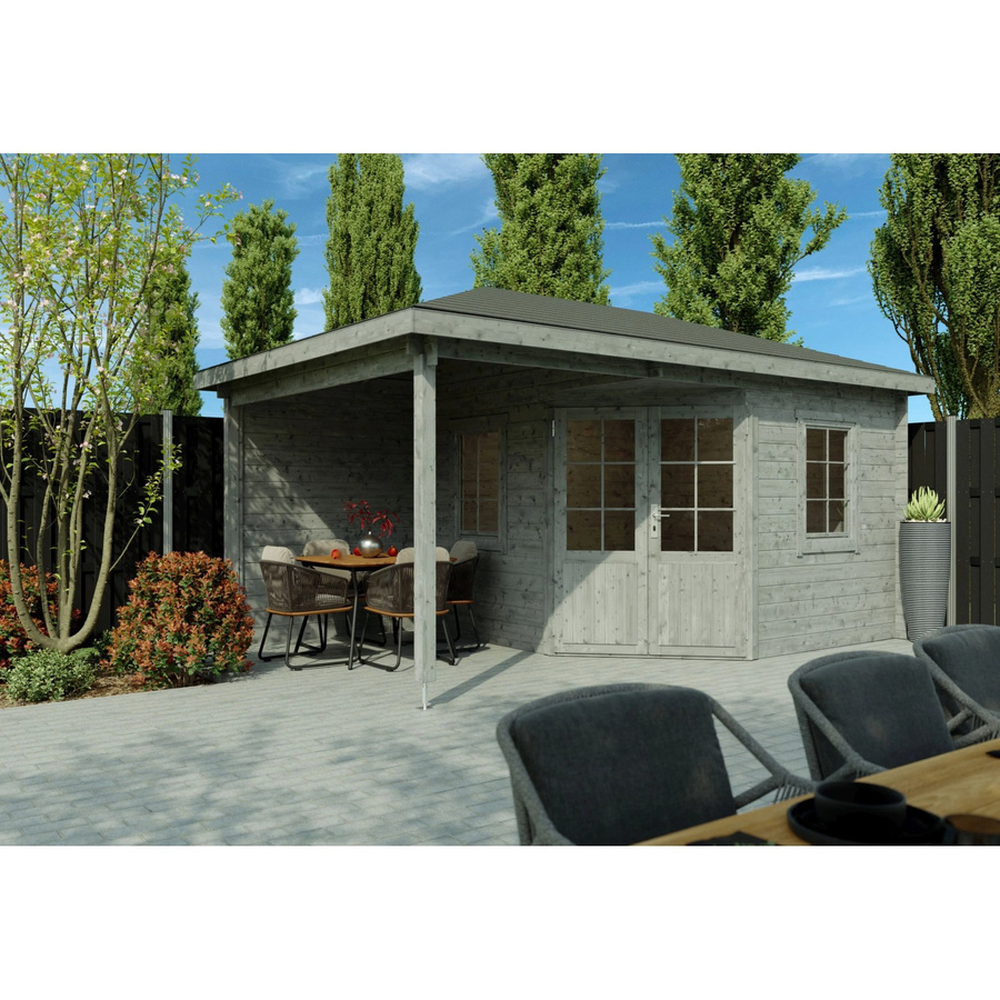 Fjordholz Gartenhaus Evelyn 3B 5-Eck aus Holz in Grau, imprägniert - Bild 2