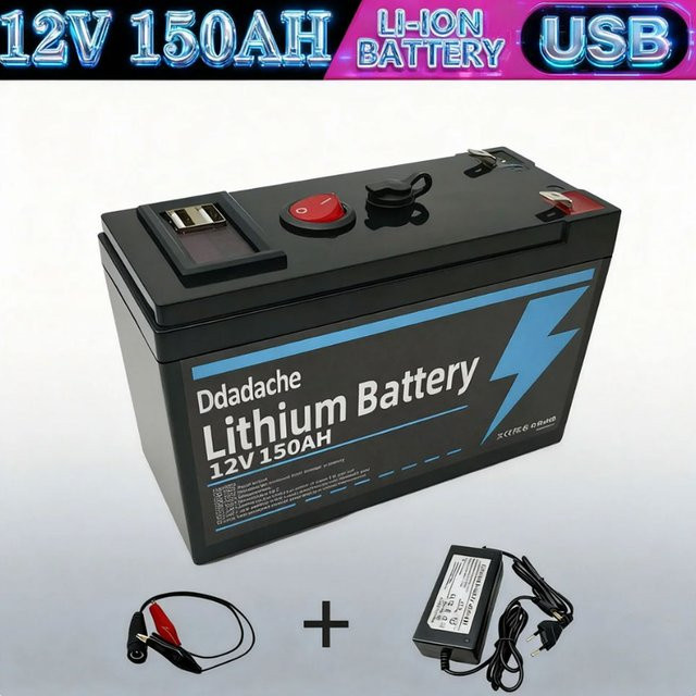 12V 150Ah Lithium LiFePO4 Deep-Cycle-Batterie in Schwarz für Solar-, Windkraft, USV-Anlagen und Beleuchtung - Bild 1