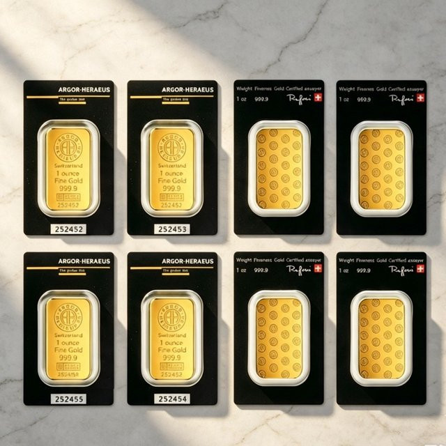 Argor Heraeus Goldbarren 1 Unze 24k vergoldetes Messing nichtmagnetisch für Sammler - Bild 1