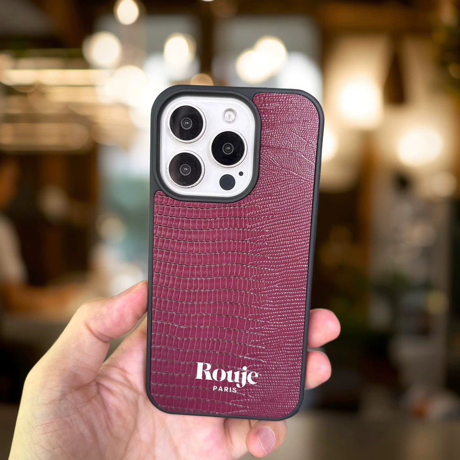 Eidechsenleder Handyhülle für iPhone 17 16 15 14 13 12 11 Pro Max Plus Cover im French Fashion Design - Bild 4