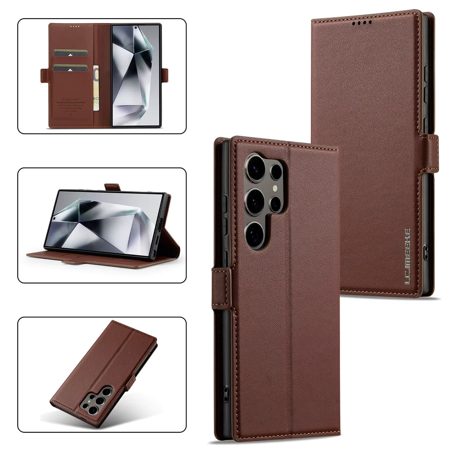 Leder Business Handyhülle für Samsung Galaxy S25 S24 S23 S22 S21 S20 Ultra Plus Flip Cover mit Kartenfach - Bild 2