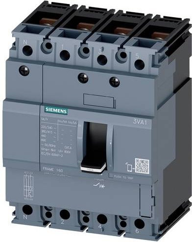 Siemens 3VA1112-3ED42-0AA0 Leistungsschalter grau mit einem Einstellbereich von 125 A und einer maximalen Schaltspannung von 690 V/AC - Bild 1