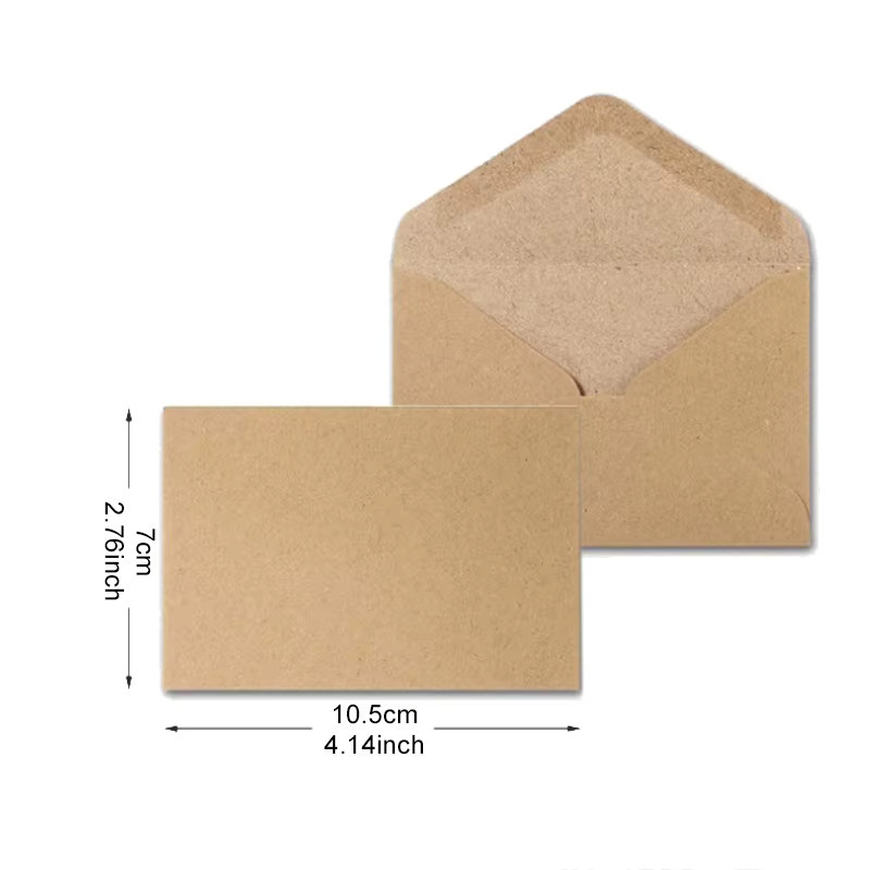 TMZ Kraftpapier-Umschläge mit Fenster in Braun, Mini-Geschenkumschläge für Hochzeitseinladungen, B: 10 cm, H: 7 cm - Bild 1