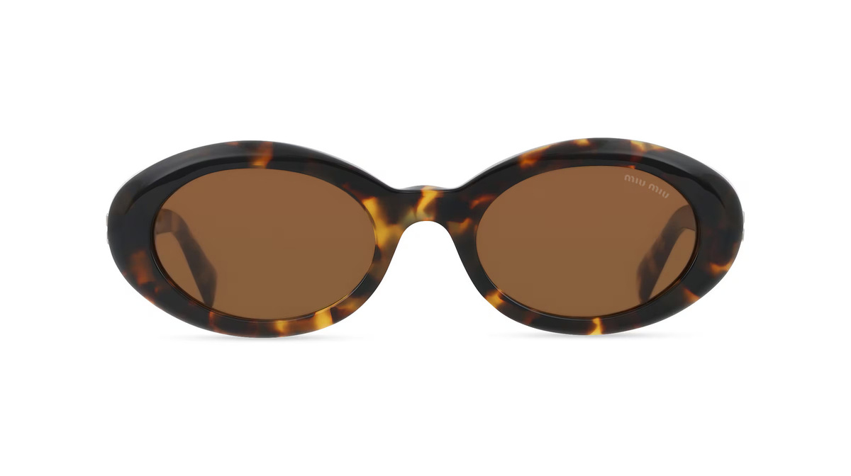 Miu Miu MU B09S Sonnenbrille Damen, Vollrand, Oval, Acetat, gelb, braun - Bild 1