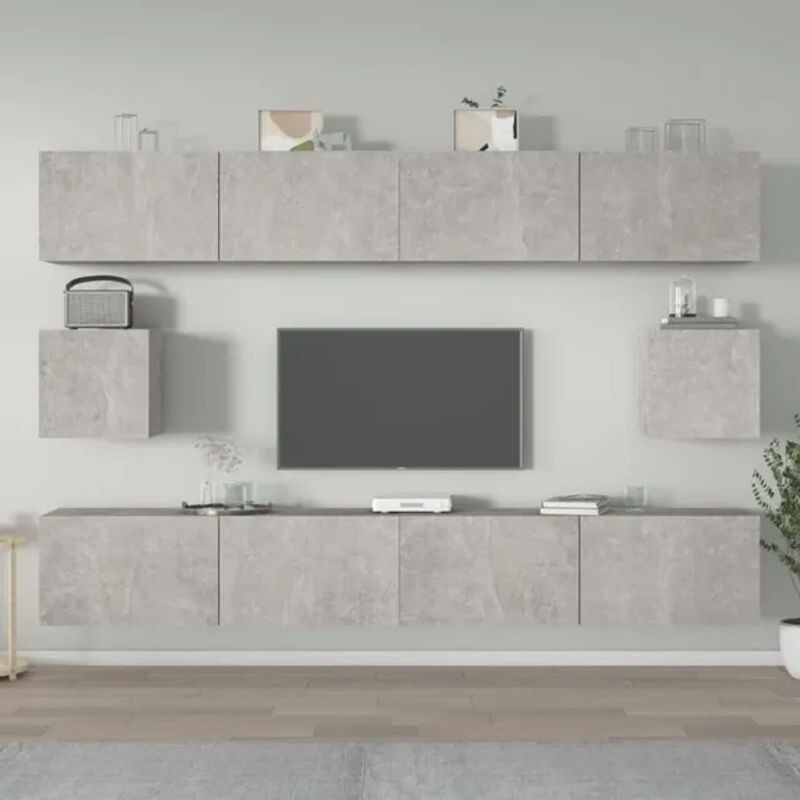 Vidaxl 6-teiliges TV-Schrank-Set in Betongrau im modernen klassischen Design aus Holzwerkstoff - Bild 1