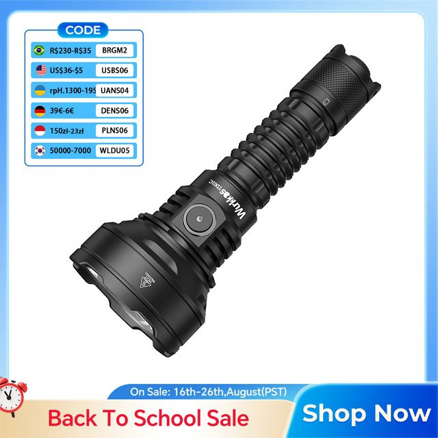 Wurkkos TD01C Taktische LED-Taschenlampe, 1800 Lumen, USB-aufladbar, Schwarz, IP68 wasserdicht - Bild 1