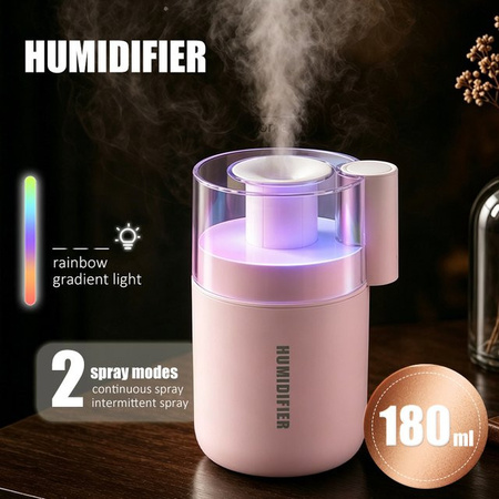HAOYUNMA Tragbarer Ultraschall-Luftbefeuchter mit 2 Nebelmodi und 7 Farblichtern in Weiß, 180 ml