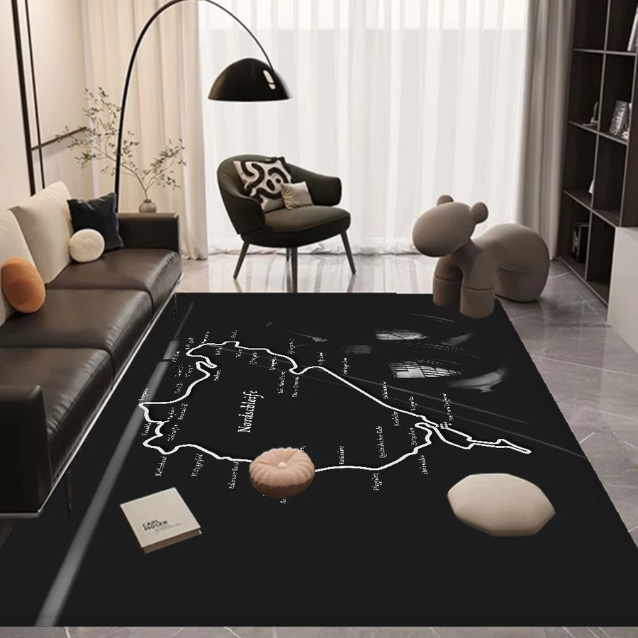Rutschfeste Bodenmatte Nürburgring Design in Schwarz für Wohnzimmer, Balkon oder Waschküche - Bild 2