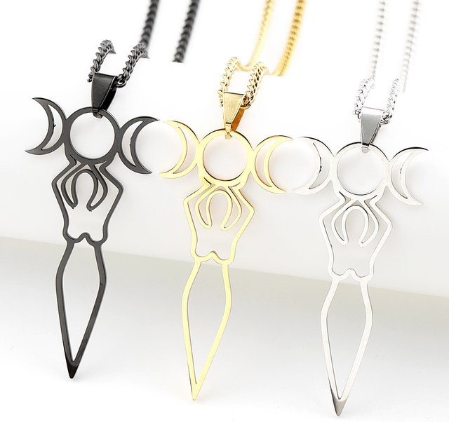 Lovely FAJA Halskette Triple Moon Goddess, Edelstahl, silberfarben, Damen - Bild 1