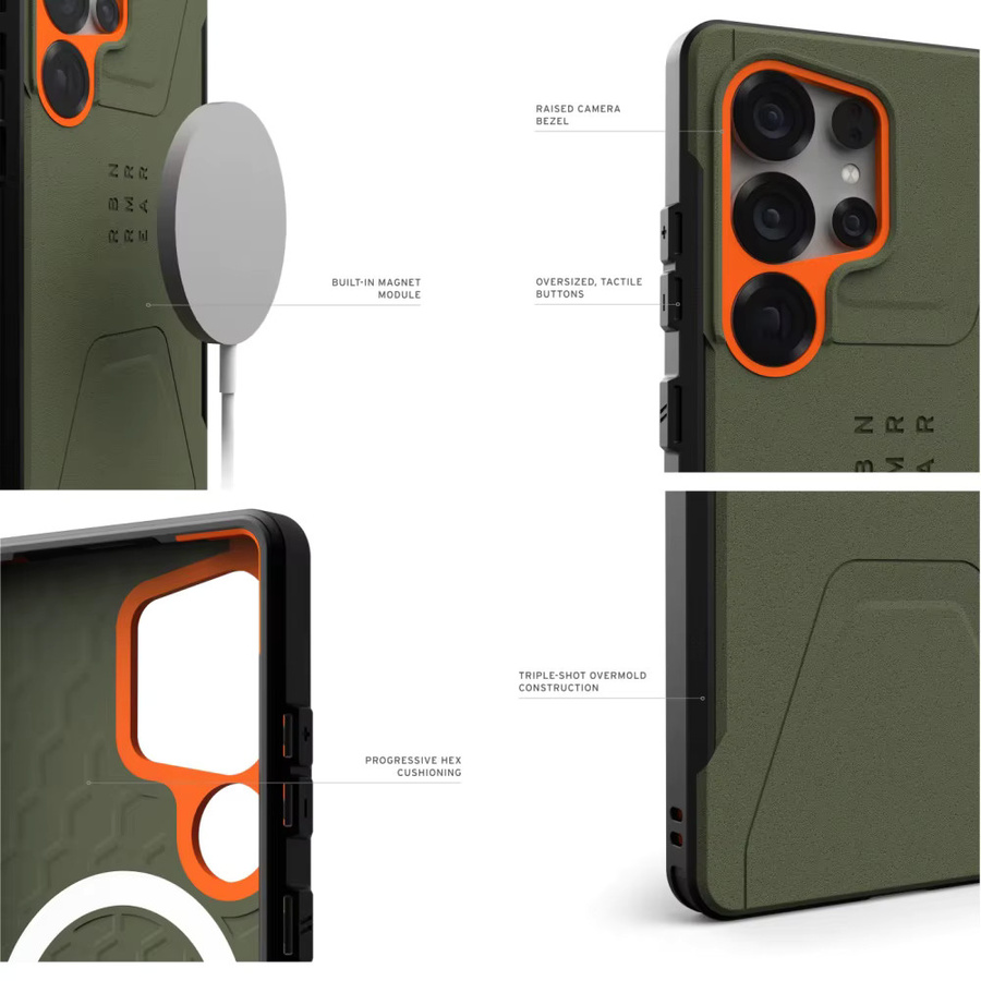 Robuste stoßfeste Panzer-Handyhülle für Samsung Galaxy S26 Ultra und S25 Ultra in Grün - Bild 3