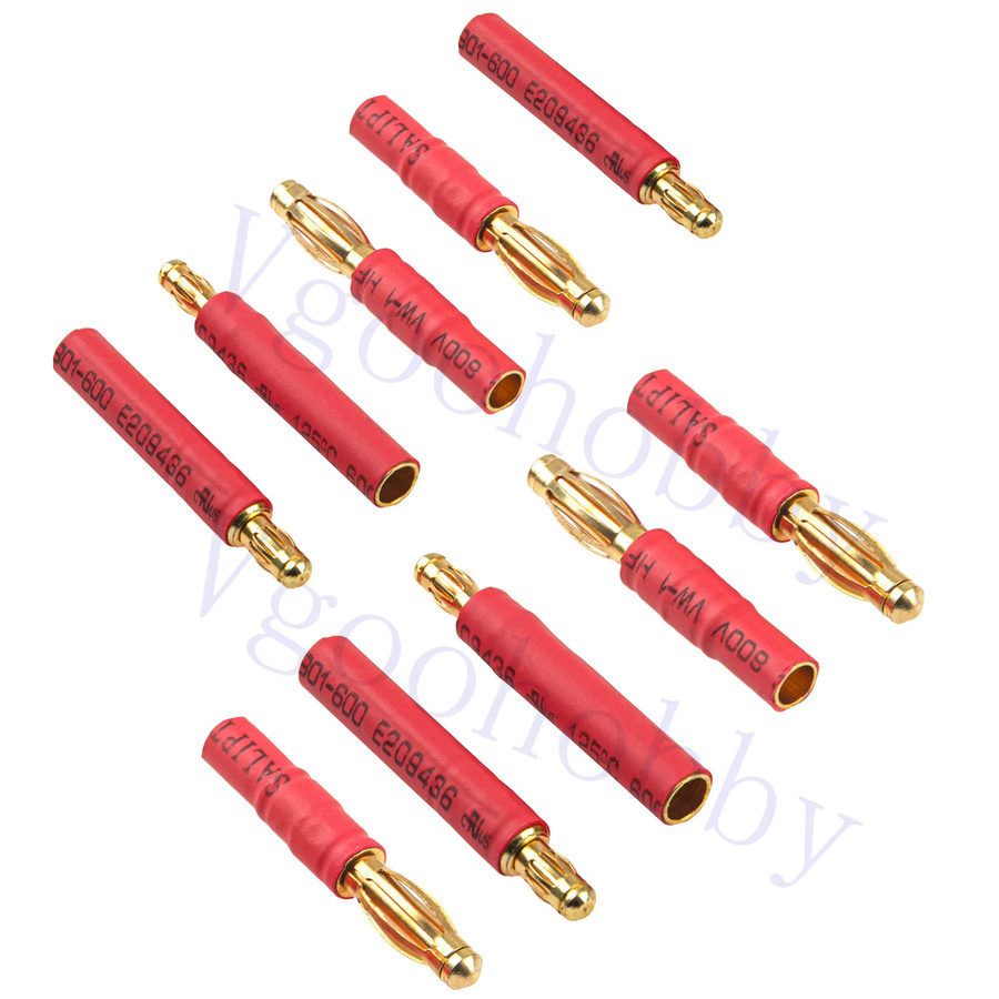 5 Paar Bananenstecker-Adapter Gold 4 mm auf 3,5 mm Rundstecker in Rot und Gold für RC-Auto, Boot und FPV - Bild 2