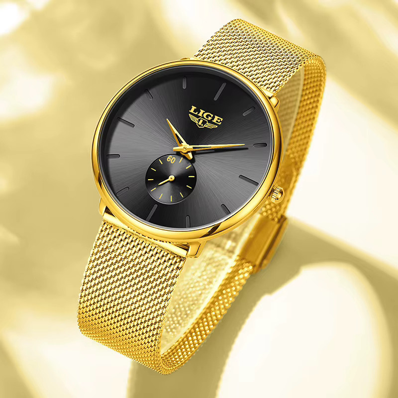 LIGE Armbanduhr Quarz, Milanaise, Gold, Damen - Bild 4