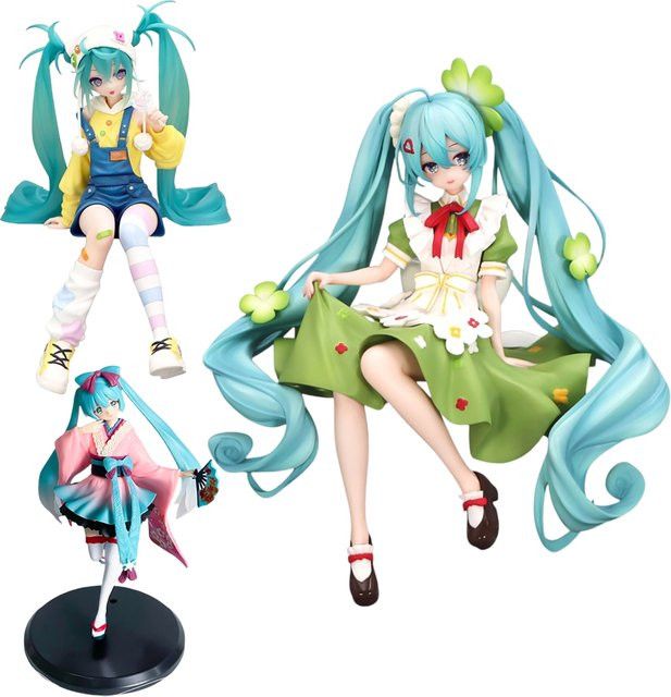 3er-Set Anime-Figuren Hatsune Miku Four Leaf Grass Fairy Candy Sweetheart Tokyo Kimono aus PVC, Multicolor, Höhe: 14-20 cm - Bild 1