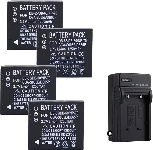 Panasonic Akku D-LI106 in Schwarz mit 1250 mAh und 3,7 V für NP-70, DB-60, DB-65, DMW-BCC12 und CGA-S005E - Bild 1