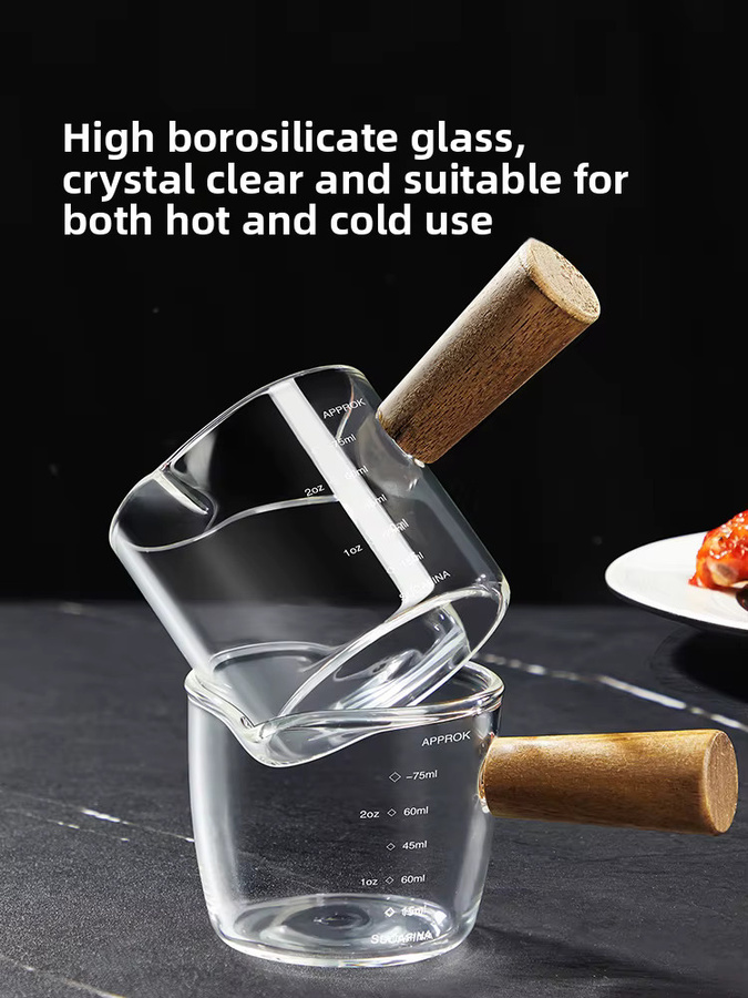 COOKER KING Messbecher aus Borosilikatglas mit Akazienholz-Griff in Transparent, 100 ml - Bild 3