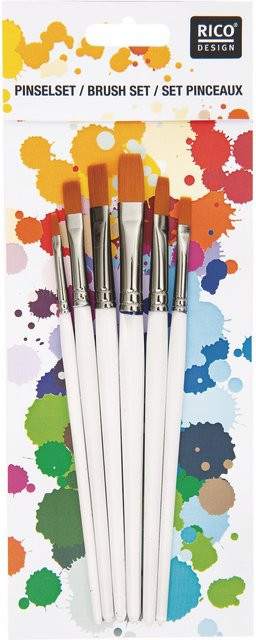 Rico Design Schul- und Hobbypinsel flach in Multicolour Set mit den Größen 2, 4, 6, 8, 10 und 12 - Bild 1