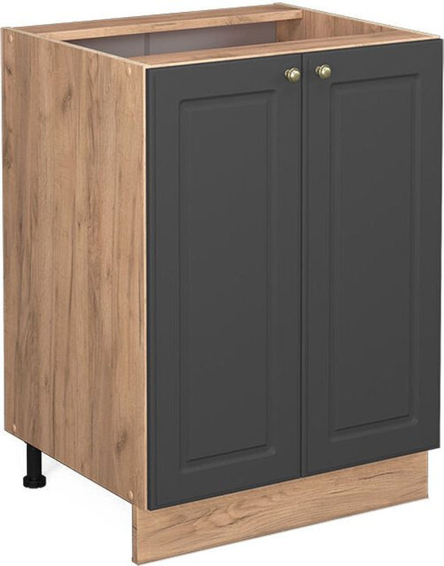 Küchenunterschrank Vicco Fame-line in Anthrazit-Gold mit Drehtüren, Breite: 60 cm, Höhe: 82 cm, Tiefe: 51,6 cm - Bild 1