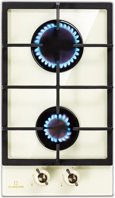 Klarstein Victoria Domino Gaskochfeld 2-flammig Glaskeramik Weiß Einbau - Bild 1