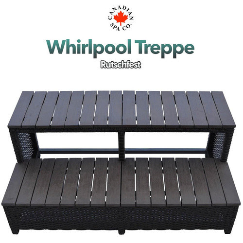 Canadian Spa Whirlpool Treppe in Braun für quadratische Whirlpools mit 2,15 m Länge, B/T/H: 100 x 56 x 43 cm - Bild 3