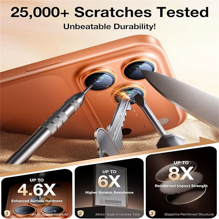 Metall Kamera Objektiv Schutz mit 3D Glas für iPhone 17 16 15 14 Pro Max Plus in Multicolor - Bild 2