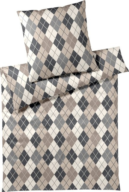 JOOP! Bettwäsche Soft Pattern aus Baumwoll-Flanell in Beige und Grau mit Bettbezug und Kissenbezug, B/T/H: 135 x 200 cm und 80 x 80 cm - Bild 1