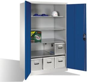 C+P Werkzeugschrank XXL mit Drehtüren und 4 Regalböden, Front Enzianblau, Korpus Lichtgrau, H: 195 cm, B: 120 cm, T: 80 cm - Bild 1