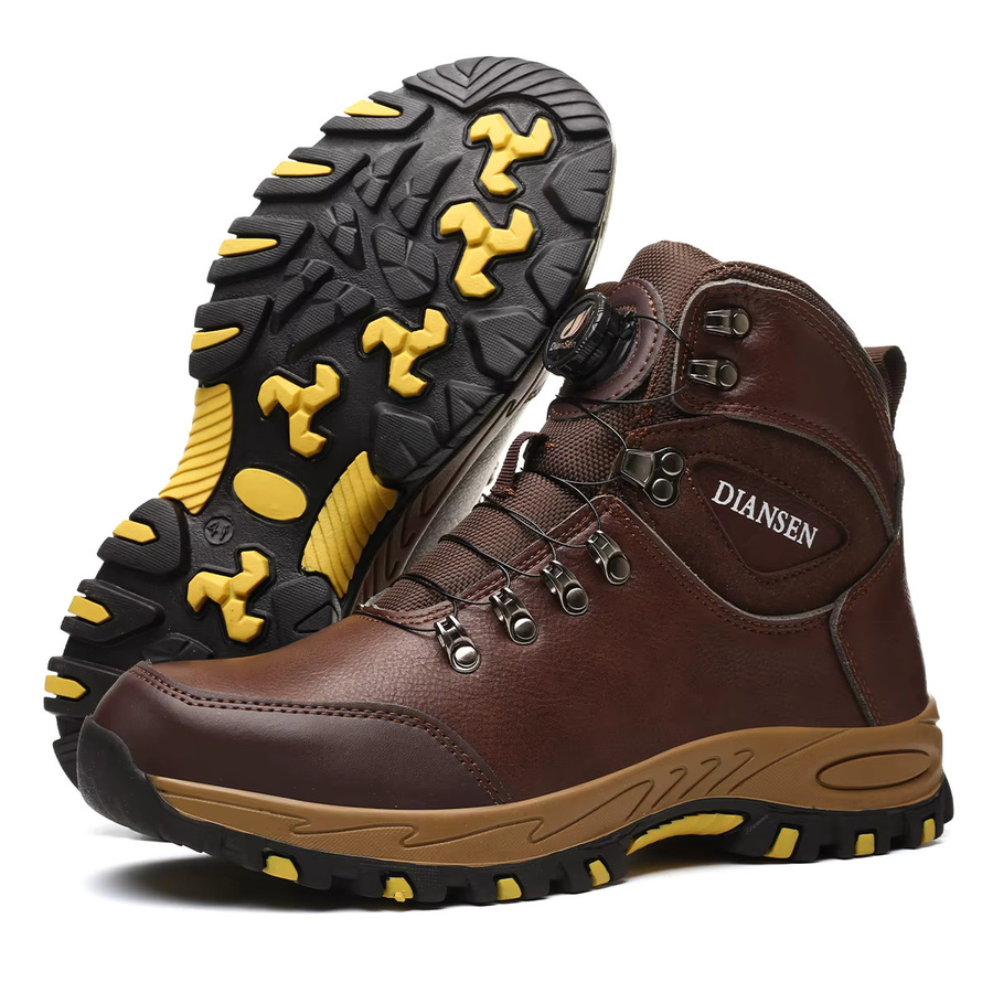 Kankeirr Sicherheitsschuhe für Herren in Braun mit drehbarem Knopf, pannensichere Arbeitsschuhe und taktische Schutzstiefel - Bild 3