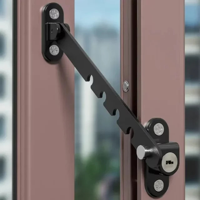 5-stufiger Innenfensterbegrenzer mit Schlüssel als Kindersicherheitsschloss und Fensterflügelschloss in Weiß - Bild 1