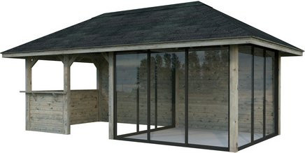 PALMAKO Pavillon Bianca Set 208 Slide aus Fichtenholz in Grau, B/H/T: 588 x 319 x 300 cm - Bild 1