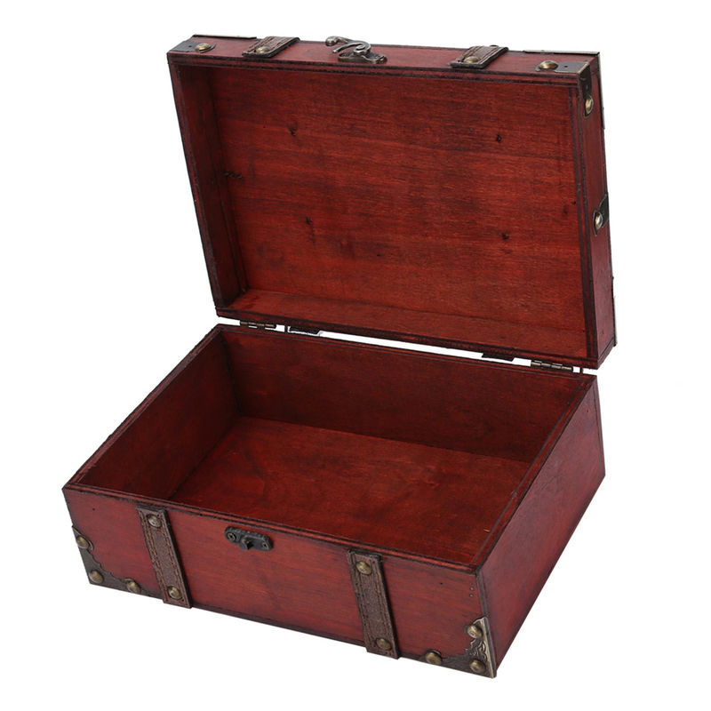 Dekorative Vintage-Aufbewahrungsbox aus Holz von Neoglint in Grau und Braun mit Schloss - Bild 5